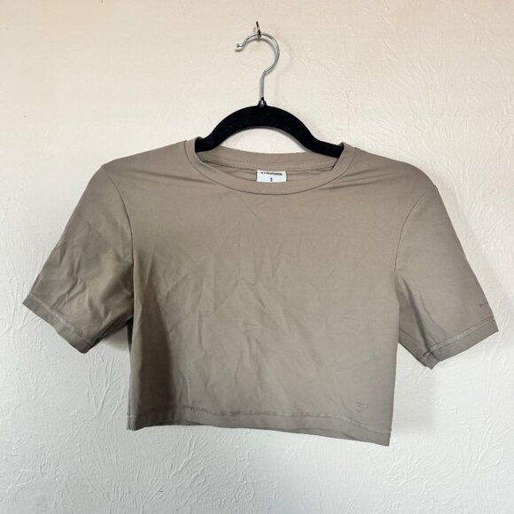 Gymshark Whitney Simmons Crop Tee Cement Brown - Picture 1 of 5
